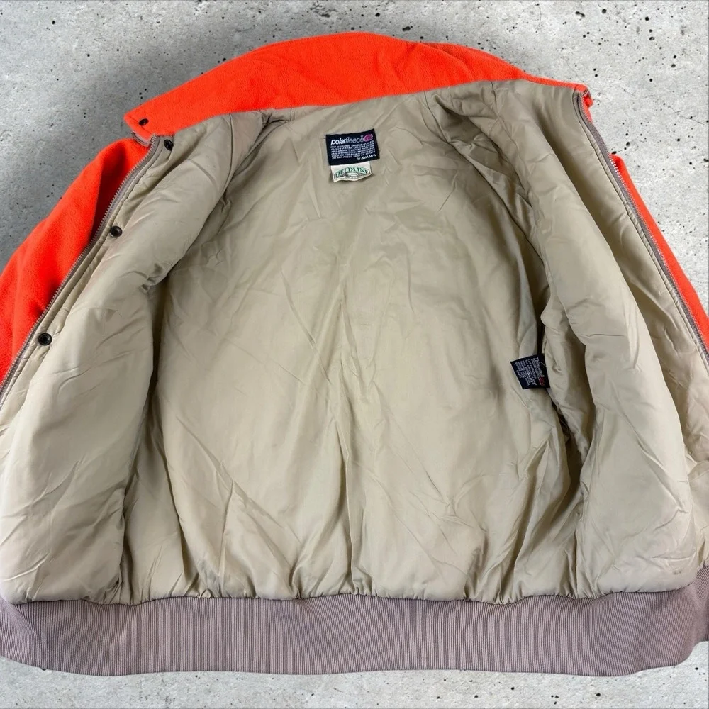Vintage Fieldline Blaze Orange‎ Fleece Hunting Jacket XL Polarfleece Malden